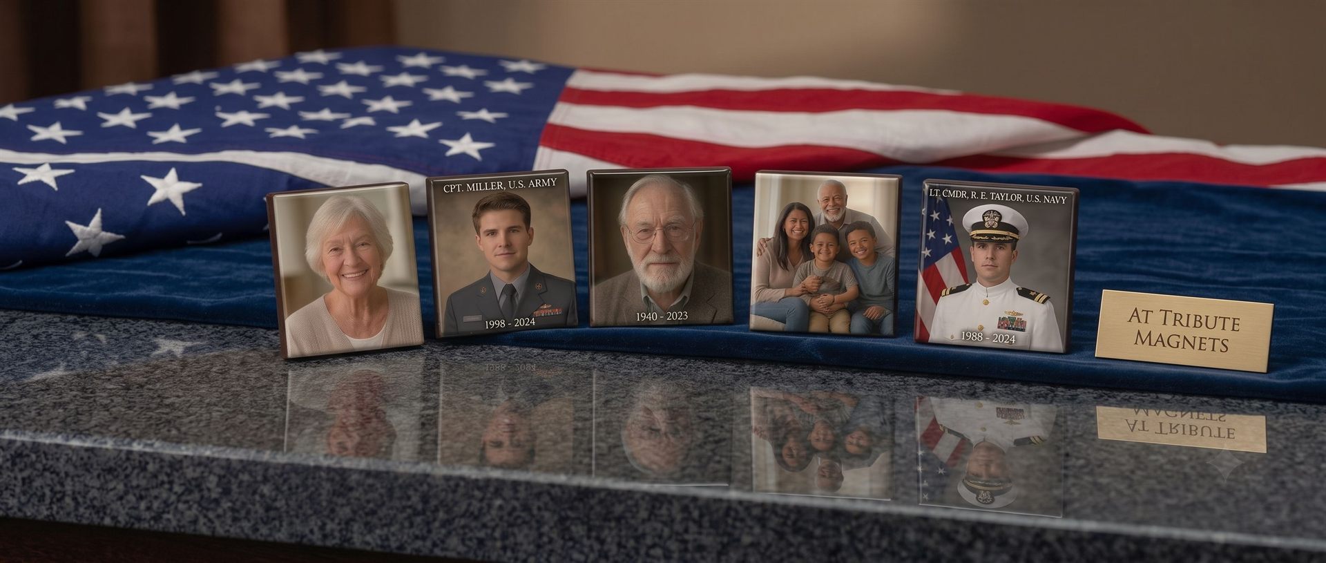 A stack of bulk memorial magnets prepared as funeral favors for guests
