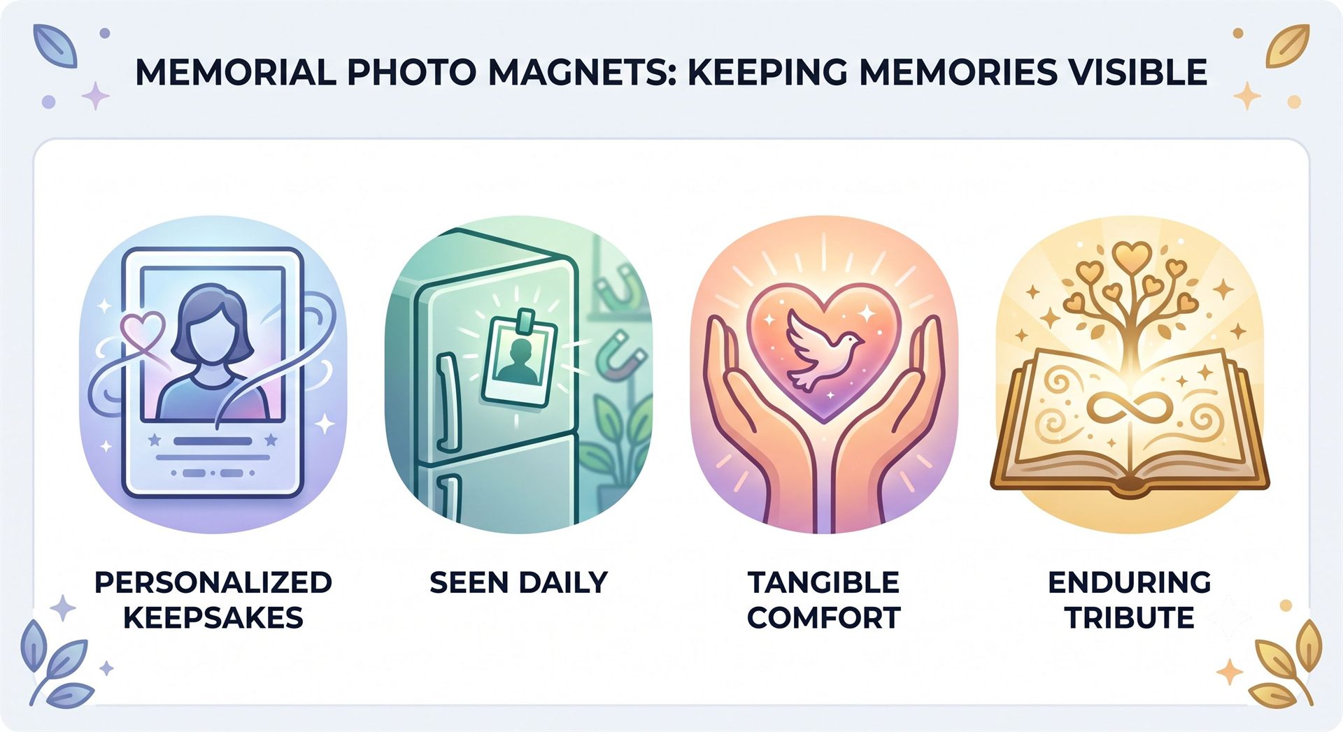 Custom memorial photo magnet on a refrigerator
